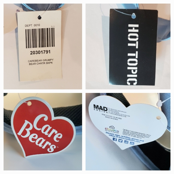 Grumpy Bear Blue,White & Blk Backpack by Mad Engine NWT Care Bear Cartoon *READ* - Picture 16 of 16